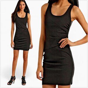 Cynthia Steffe Black Ruched Side Zipper Ponte Stretch Knit Sexy Dress Size 6